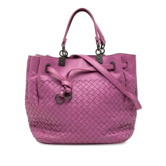 BOTTEGA VENETA Purple Leather Intrecciato Shoulder Bag